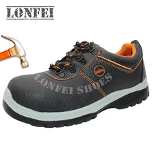 Men and Women's Black emboss Leather Work Shoes Safety Shoes Anti puncture Anti Smashing