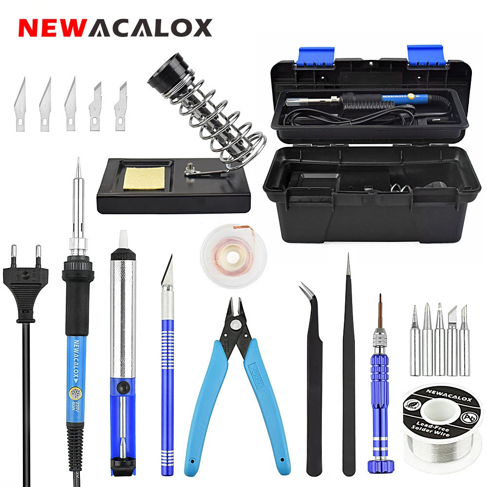 Набор для электроники NEWACALOX 60 Вт 110 В/220 В паяльник с регулируемой температурой 5