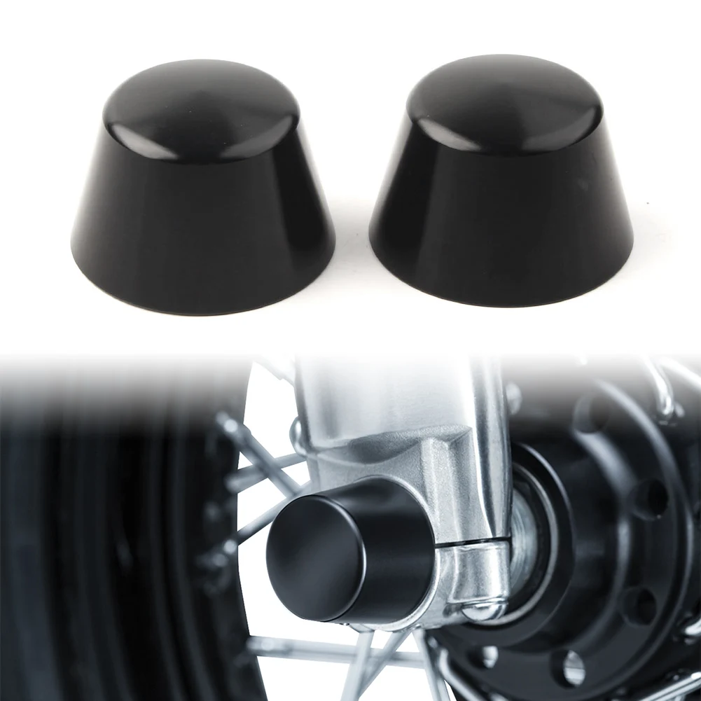2Pcs Motorcycle Front Axle Nut Covers Cap Satin Black 1229 Universal