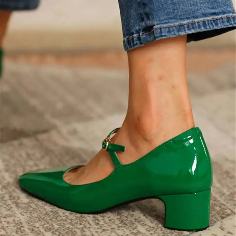Mary Jane Shoes Fashion Women's Shoes Mary Jane Style Ladies Shoes Low Heel Shallow Mouth Round Toe Solid Color Women's Party