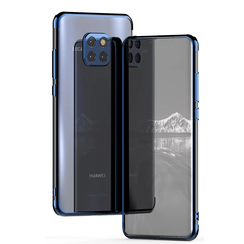 Mate30 Elecplating Case for Huawei Mate 30 20 Lite Pro 20X Plating Soft TPU Clear Anti-shock Cover Shell |