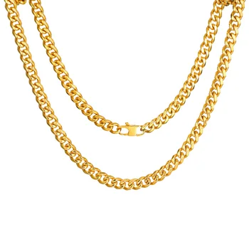 

HIP Width 6MM Gold Black 316L Stainless Steel Necklace Men Cuban Miami Chain Twisted Necklaces Jewelry 20-30inch Length