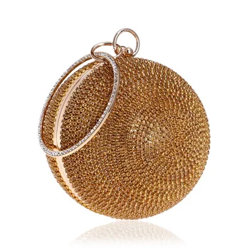 

Evening Wedding Bag Women Clutch Bag Party Crystal Ball Diamond Clutches Bridal Shoulder Handbag Metal Wristlets Chain Clutch