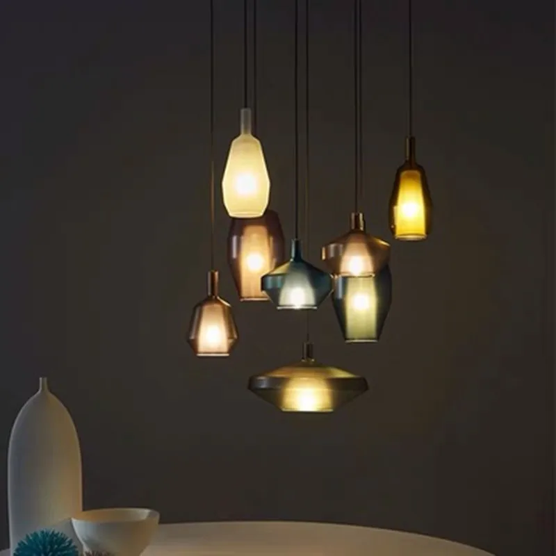 

Nordic Handmade Glass Pendant Lights Dining Room Table Bar Bedroom Bedside Design Modern Hanging Lamps Decorative Fixtures