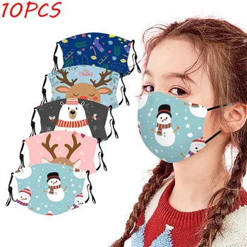 

Skin Care Face Mask 10pcs Child Christmas Print Breathable Reusable Washable Face Mask Mascarilla Mascarilla Masque Masks