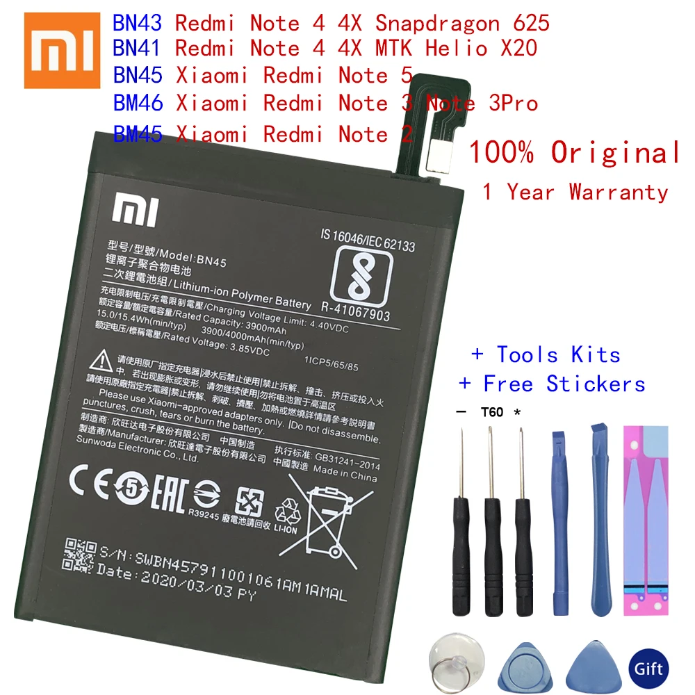 BN43 BN41 BM45 BM46 BN45 батарея для Xiaomi Redmi Note 5 4 4X 3 2 Note2 Note3 Note4 Note4X Замена литий полимерный