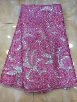 

2019 High Quality French 3D Tulle SEQUINES African Lace Fabric Sequins Embroidered Nigerian Lace Fabrics For Wowen Dress