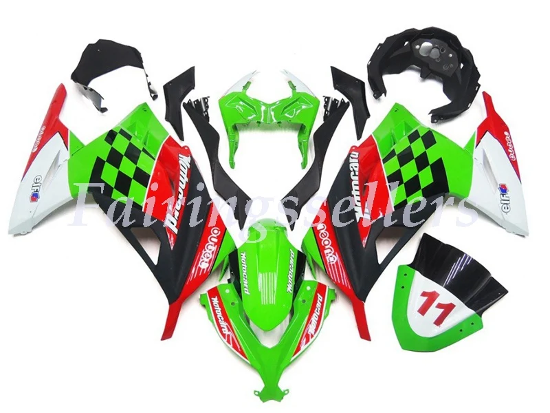 ABS пластик Литья Под Давлением Мотоцикл Обтекатели комплект подходит для Kawasaki Ninja 300 EX300 ninja300r 08-13 на заказ - Цвет: Green black red