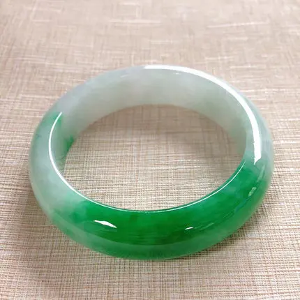 

zheru Jewelry Natural Myanmar Jade A-Class 54mm-62mm Green Two-color Bracelet Elegant Princess Bracelet Send Certificate