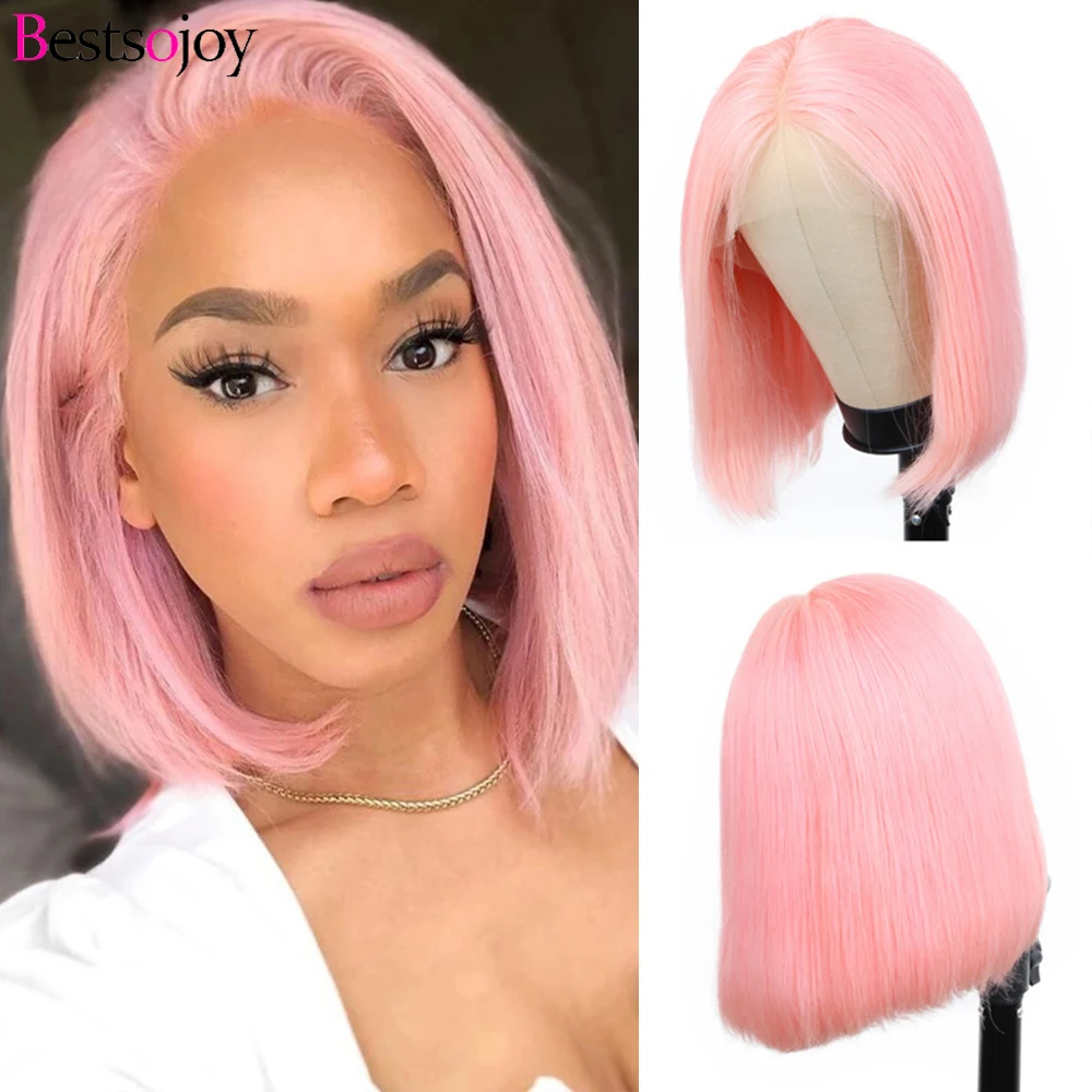 

Light Red Bob Human Hair 13X4 Lace front wig 613 Blonde Blue Red Grey Green Ombre Short Bob Wigs For Black Women Remy