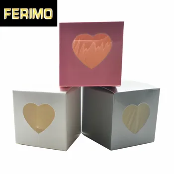 

Wholesale Folded Kraft Paper Package Box With Transparent Plastic Window 500PCS 5x5x5cm Wedding Gift Candy Jewelry Storage Boxes