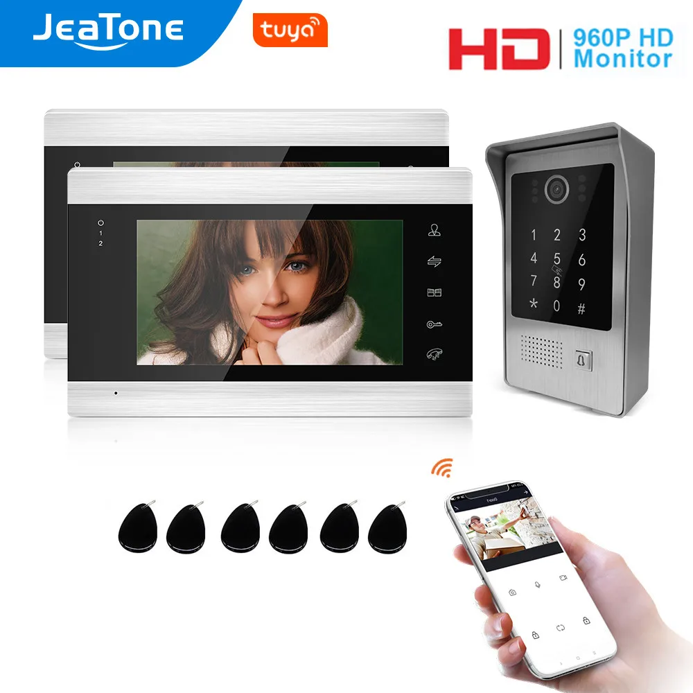 Jeatone 960P/AHD Tuya WiFi IP видео домофон система несколько мониторов кодовая клавиатура/RFID