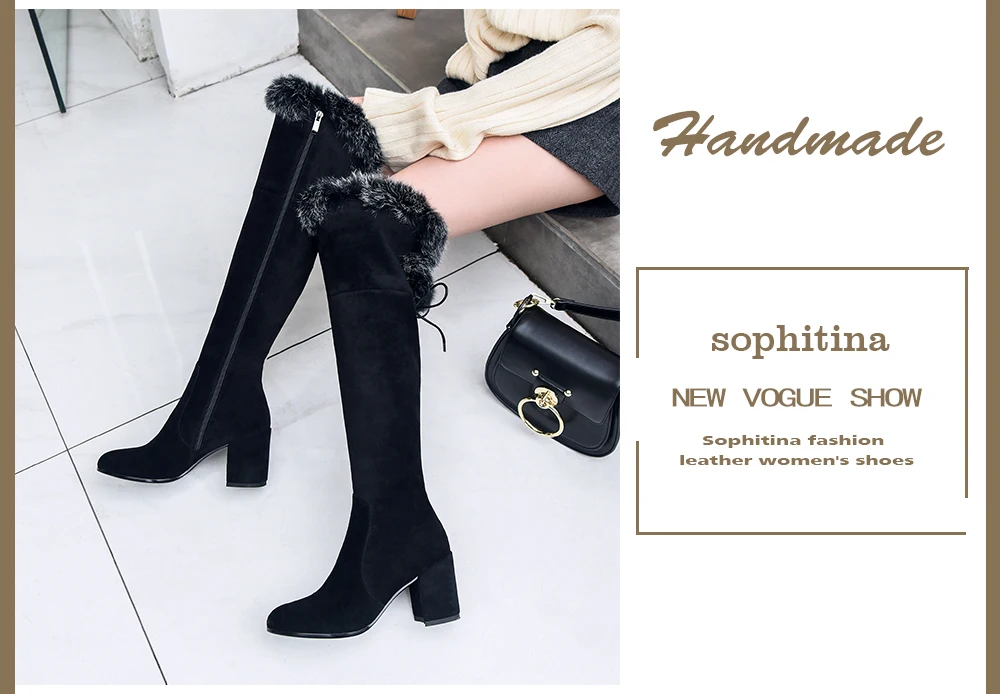 SOPHITINA/новые модные ботинки; Высококачественная теплая удобная обувь из замши с круглым носком на квадратном каблуке; женские ботинки ручной работы; MO310