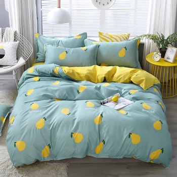 

Dreamort Fruits Cartoon style 3or4Pcs Bedding Set Twin Full Queen Kingsize Bed sheet+Duvet cover+Pillowcase+Kids Single Bed