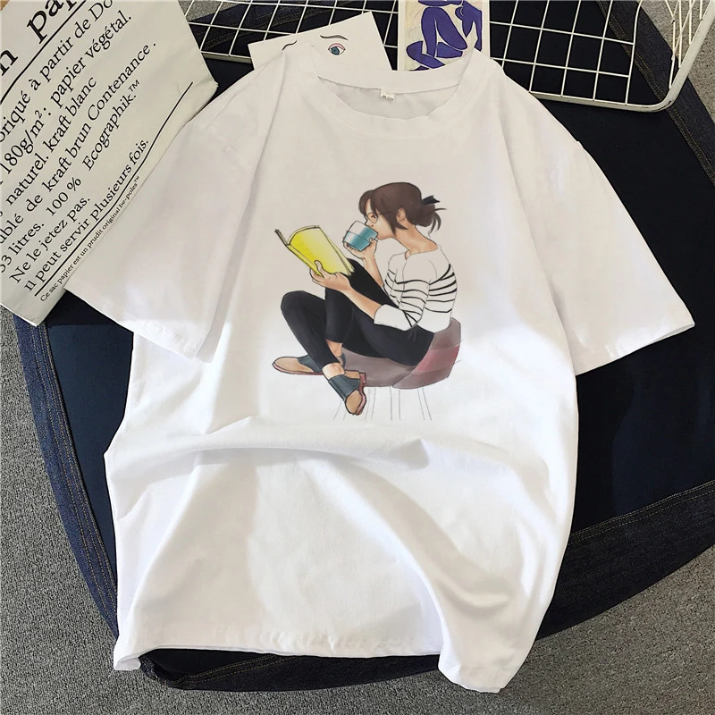 The girl and her decorations Print T shirt Women Fashion Tshirt O neck Short Sleeve Harajuku T shirt White Tops Female Tops