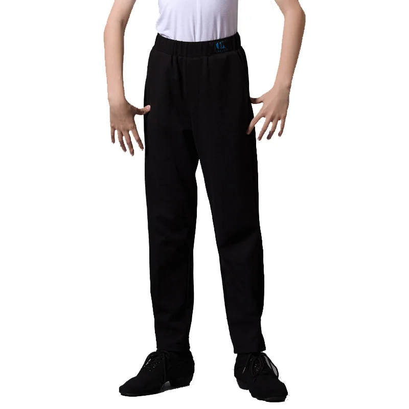New Boy Black Latin Modern Ballroom Performance Trousers Boys Men Latin Dance Pants