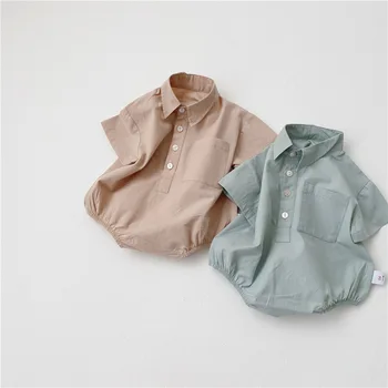 

Baby Bodysuit 2020 Summer New Infant Baby Irregular Small Lapel Short-sleeved Shirt Bodysuit baby girl onesie