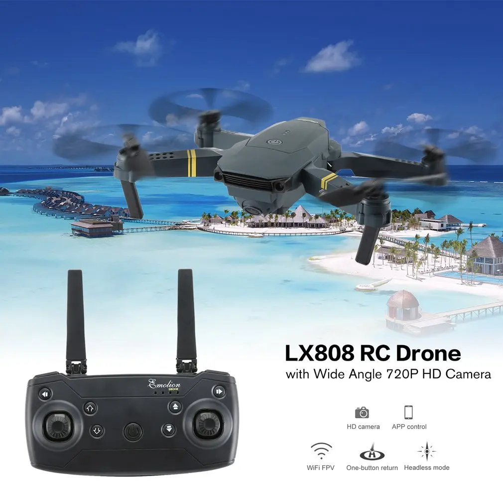 LX808 2,4 ГГц Wi-Fi FPV складной Радиоуправляемый Дрон с широкоугольной HD камерой высота удержания Безголовый режим радиоуправляемая модель самолета RTF