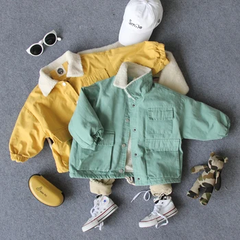 

2-8Y height new 2019 winter thick warm fleece inside cartoon jacket kids winter clothing boys fleece coat