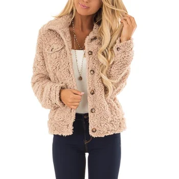 

Warm Coat With Cashmere Buttons In Autumn And Winter Skin color S-XL winter fur wool cashmere button warm jacket
