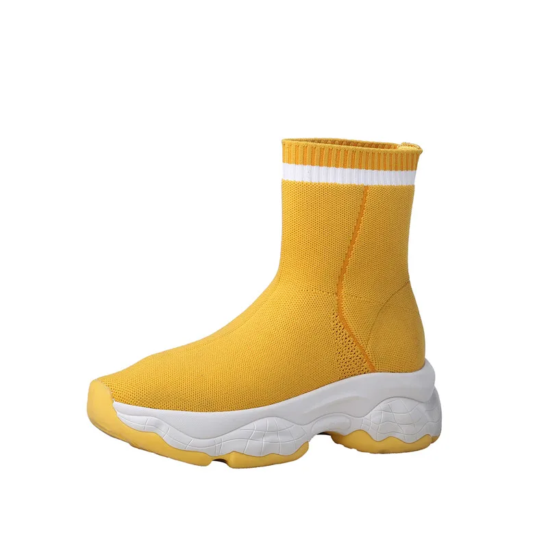 yellow ankle boots ASUMER/ г., новые ботильоны для женщин, ботинки на плоской платформе с круглым носком Повседневные вязаные шерстяные женские Стрейчевые ботинки - Цвет: yellow ankle boots