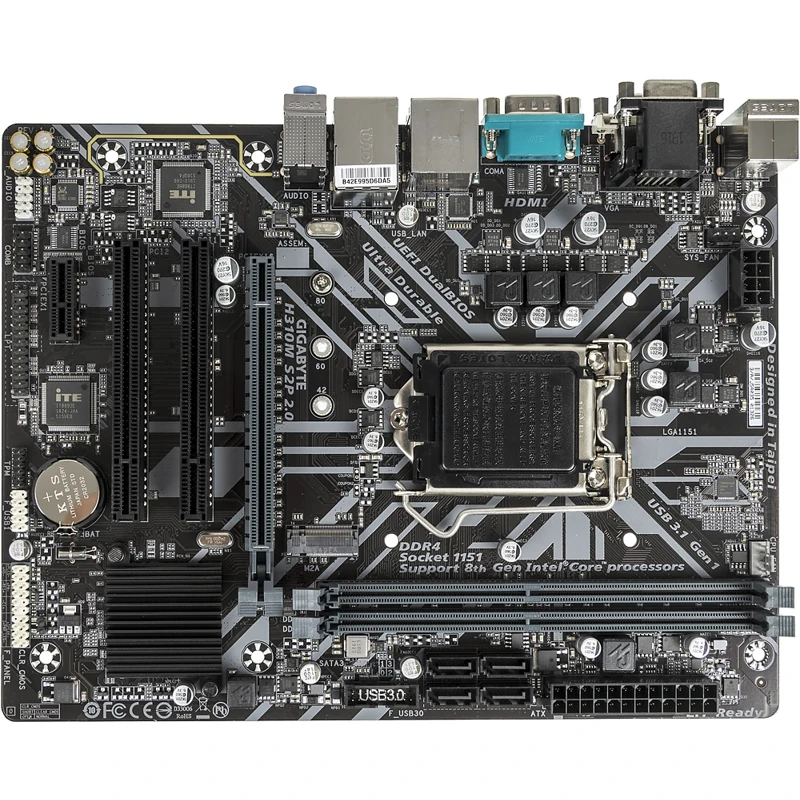 Материнская плата Gigabyte H310M S2P 2.0 Soc-1151v2 Intel H310C 2xDDR4 mATX AC`97 8ch(7.1) GbLAN+VGA | Компьютеры и