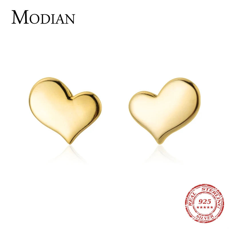 

Modian Cute Irregular Heart Stud Earrings for Girls Lady Women Minimalist 925 Sterling Silver Prevent Allergy Jewelry Brinco