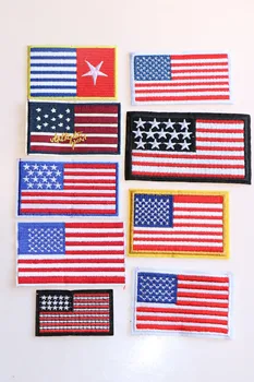 

2 Pcs American flag National flags Cartoon icon Embroidered Iron on Patches for Clothing DIY Patchwork Stickers Custom Badges