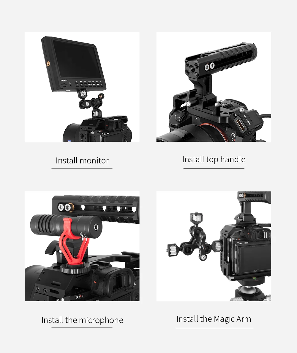 Selens A7iii A7R3 A7M3 Aluminum Alloy Cage Rig Cold Shoe Mount Stand Protective