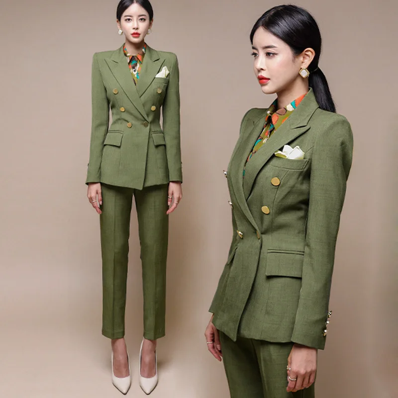 

Two-Piece 2020 New Style Korean-style Elegant Double Breasted Suit Jacket-Style Office Lady Suit Women's