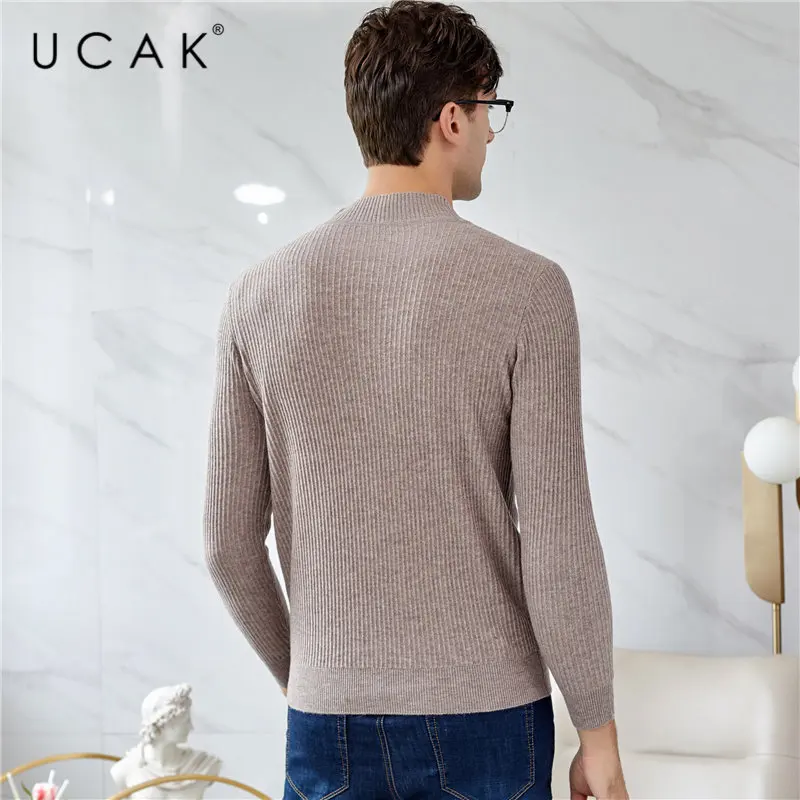 UCAK Brand Merino Wool Sweater Men Streetwear Slim Fit Pull Homme Autumn Winter Turtleneck Sweaters Cashmere Pullover Men U3046 UCAK Brand Merino Wool Sweater Men Streetwear Slim Fit Pull Homme Autumn Winter Turtleneck Sweaters Cashmere Pullover Men U3046