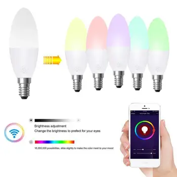 

Smart WiFi Candle Bulb With Alexa/Google Home/IFTTT Smart Speaker Voice Remote AppControl E14/E27 LED 6W Led Lights Decoration