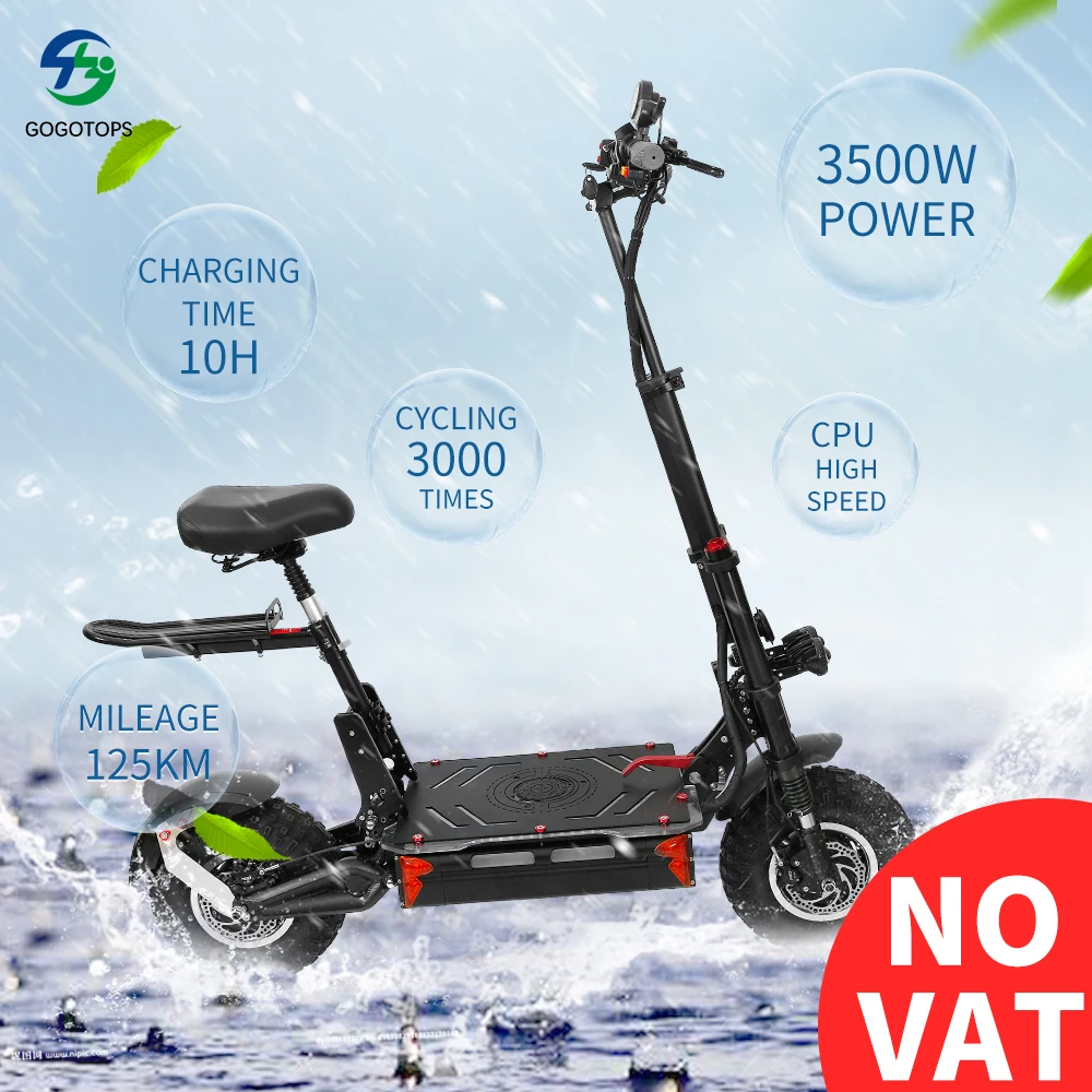 Professional 14 Inch Fat Tire Electric Scooters Adults 7000w Big Wheel