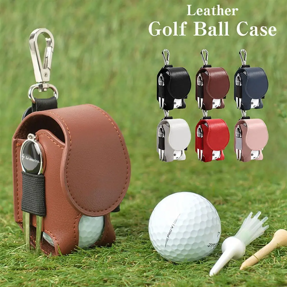 Mini Pocket Leather Golf Ball Storage Pouch Portable Golf Waist Holder Bag