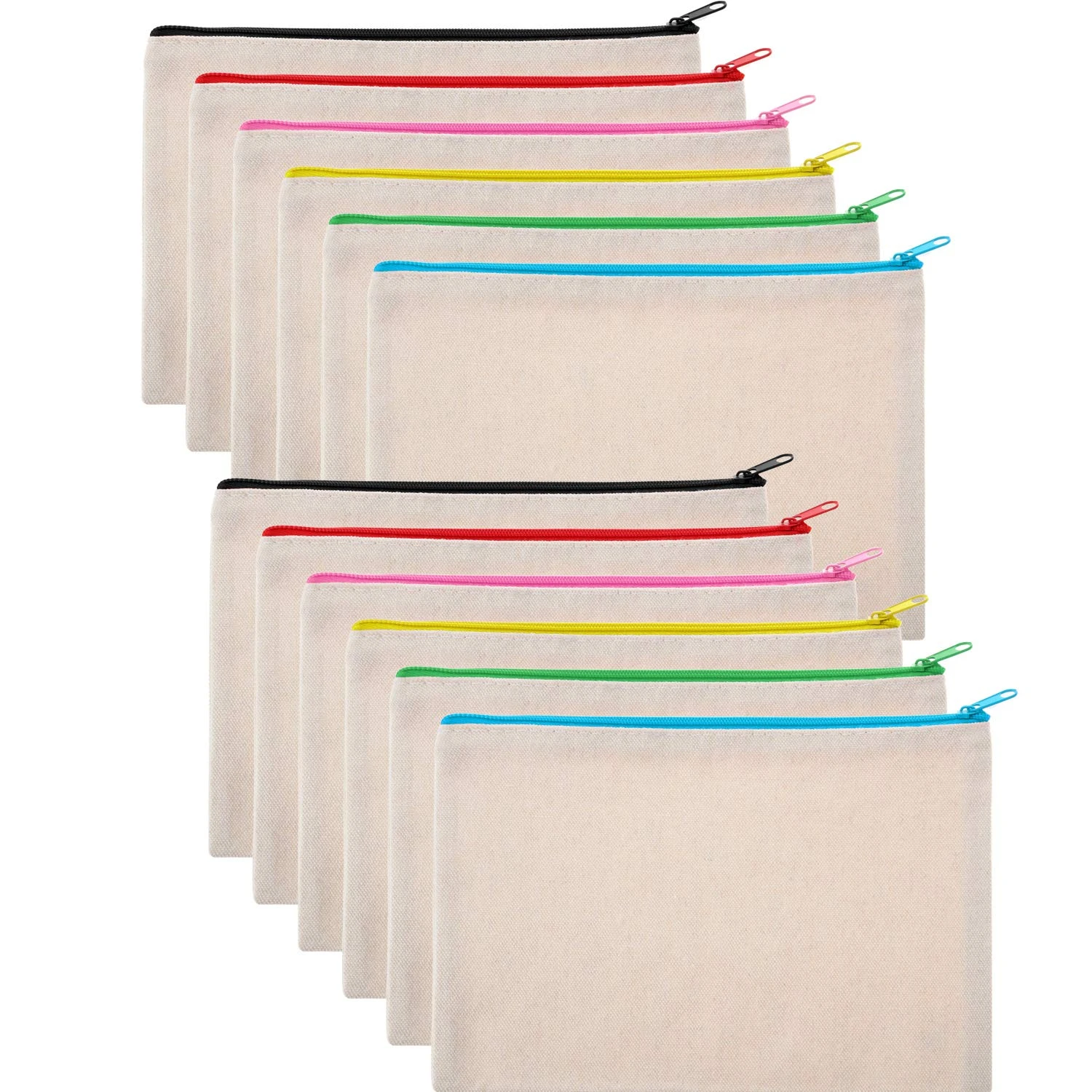 12 Stuks Multipurpose Make Up Tas Zakjes Met Rits Katoenen Canvas Tas 12-stuks-multipurpose-make-up-tas-zakjes-met-rits-katoenen-canvas-tas