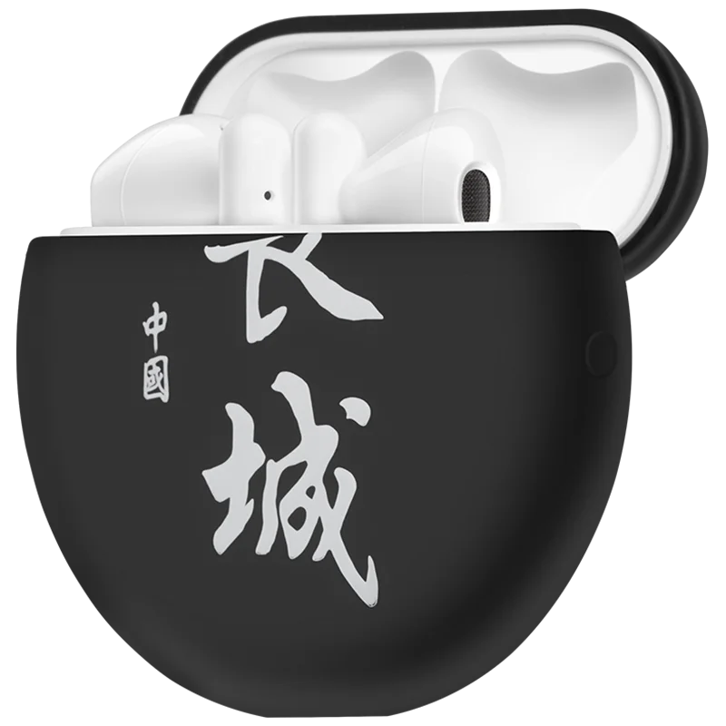 Black with word Чехол для наушников s для оригинального huawei FreeBuds 3 Чехол в китайском стиле мягкий силиконовый Противоскользящий защитный чехол - Цвет: Black with word