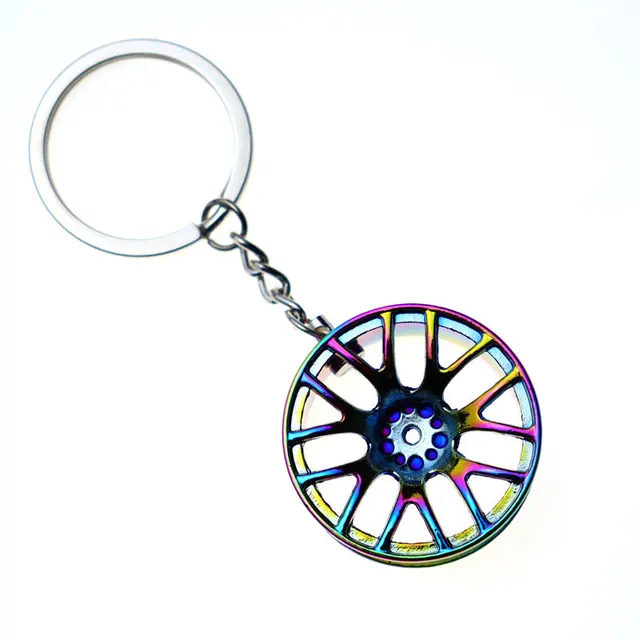 Wheel Hub Key Chain Zinc Alloy Tire Styling Car Key Ring Auto Modification Parts Keyring For BMW Audi Benz Volkswagen SEAT Ford colour2