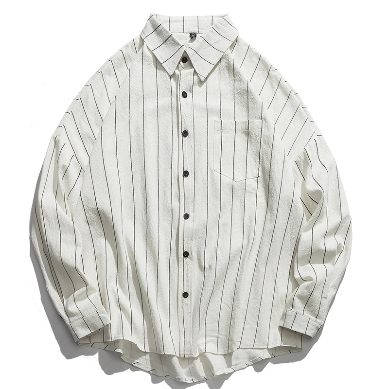 Белая полосатая рубашка с длинным рукавом для мужчин camisa masculina, приталенные повседневные мужские рубашки