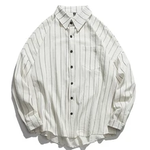 Белая полосатая рубашка с длинным рукавом для мужчин camisa masculina, приталенные повседневные мужские рубашки