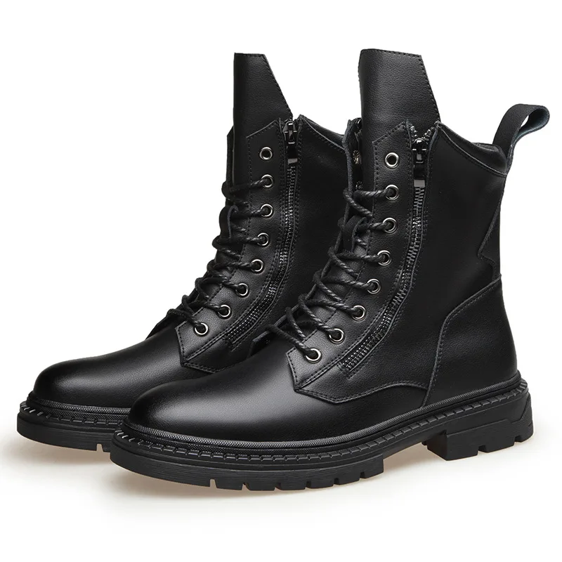 

England designer men fashion punk nightclub dress motorcycle boots genuine leather shoes cowboy platform bottes hommes man botas