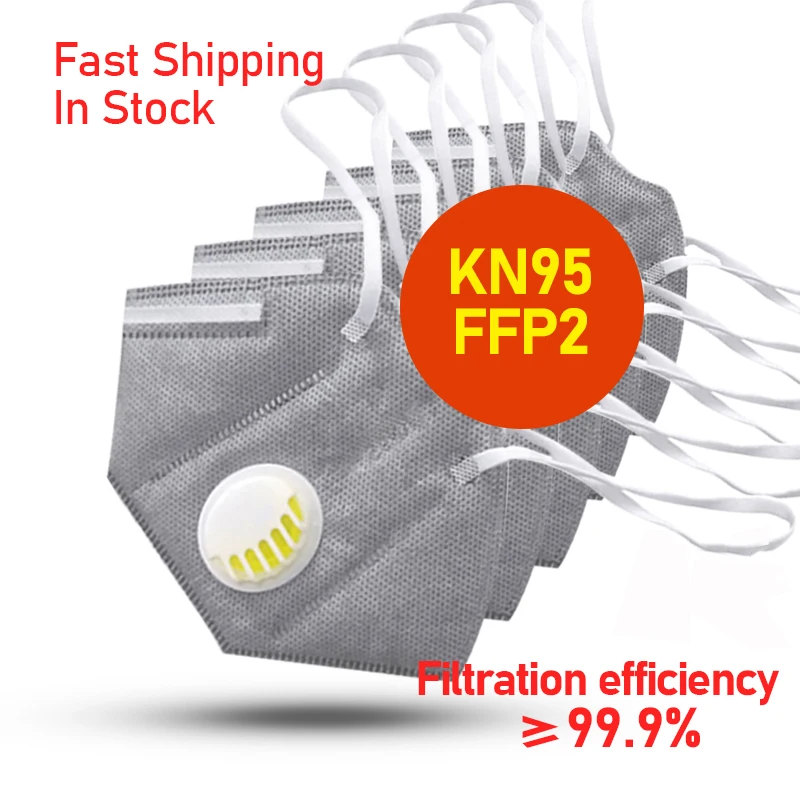 

10PCS KN95 Mask Respirator White Head-mounted Ear-hook Mixed Hair Anti Breathable Valved Face Reusable Mask