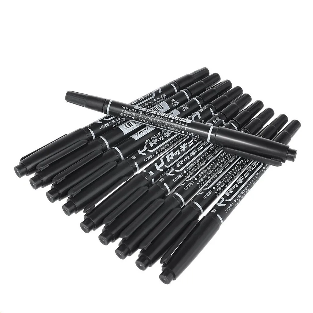 10pcs Style Feutre Marqueur Peau Pen Noir à Double Extrémités pour Tatouage Tatouer Art Corp