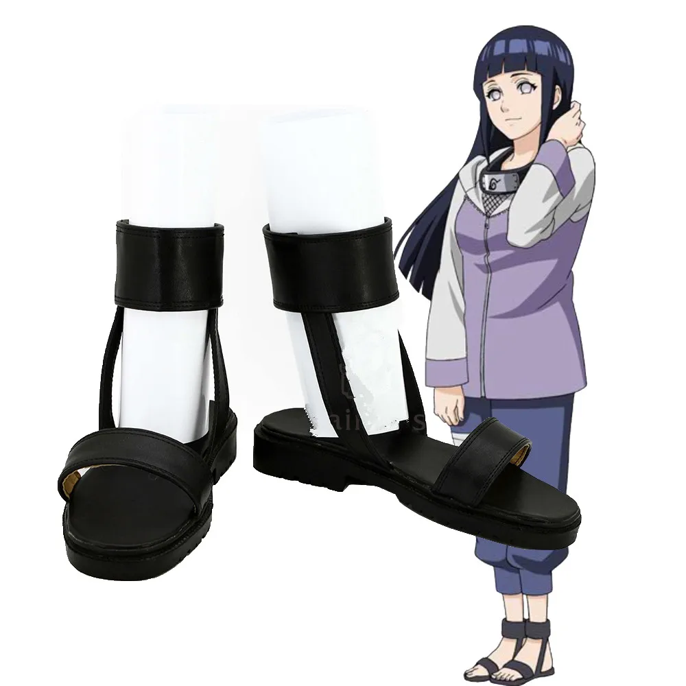 Anime Hyuga Hinata Cosplay Shoes Unisex Black Fancy Sandal Custom-made for size 34-46 halloween party shoes | Тематическая одежда