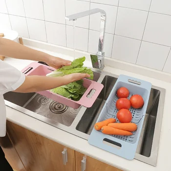 

Kitchen Retractable Adjustment Telescopic Sink Wash Basket Fruit And Vegetable Wash Basket Kitchen Drain Basket