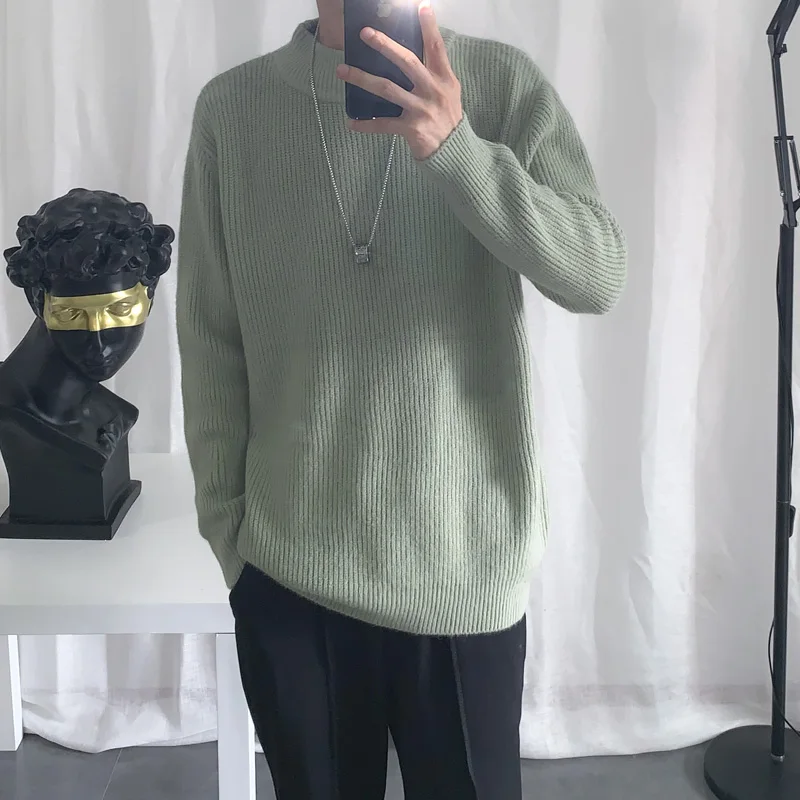 high neck solid bloomer sleeve sweater