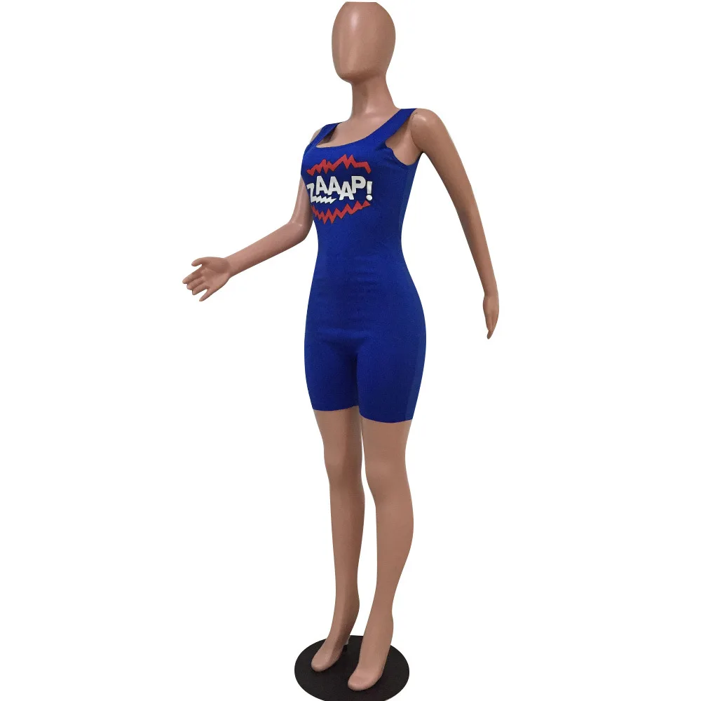 Yooneedi Summer Design Casual Women Playsuits 4 Color Style O-neck Sleeveless Ladies Rompers MZ-8213