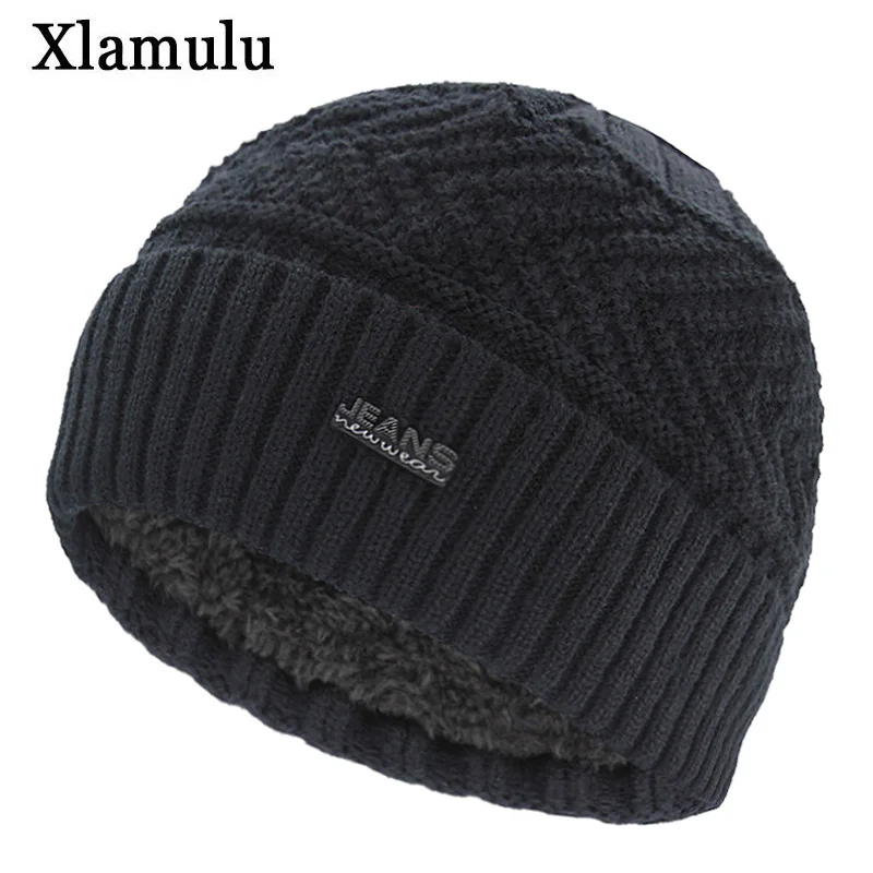 

Xlamulu Brand Jeans Skullies Beanies Knitted Hat Winter Hats For Men Warm Beanie Gorros Bonnet Letter Caps Women's Winter Cap