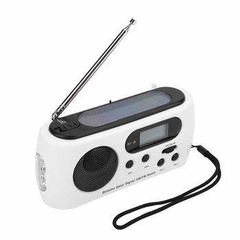 

Solar Powered Portable Charger Emergency Radio LCD Screen Outdoor Multifunctional Hand Crank Hiking Dynamo AM FM LED Flashlight