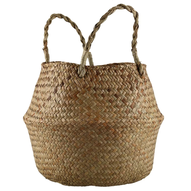 Seagrass плетеная корзина из ротанга Складной Подвесной Цветочный Горшок Кашпо