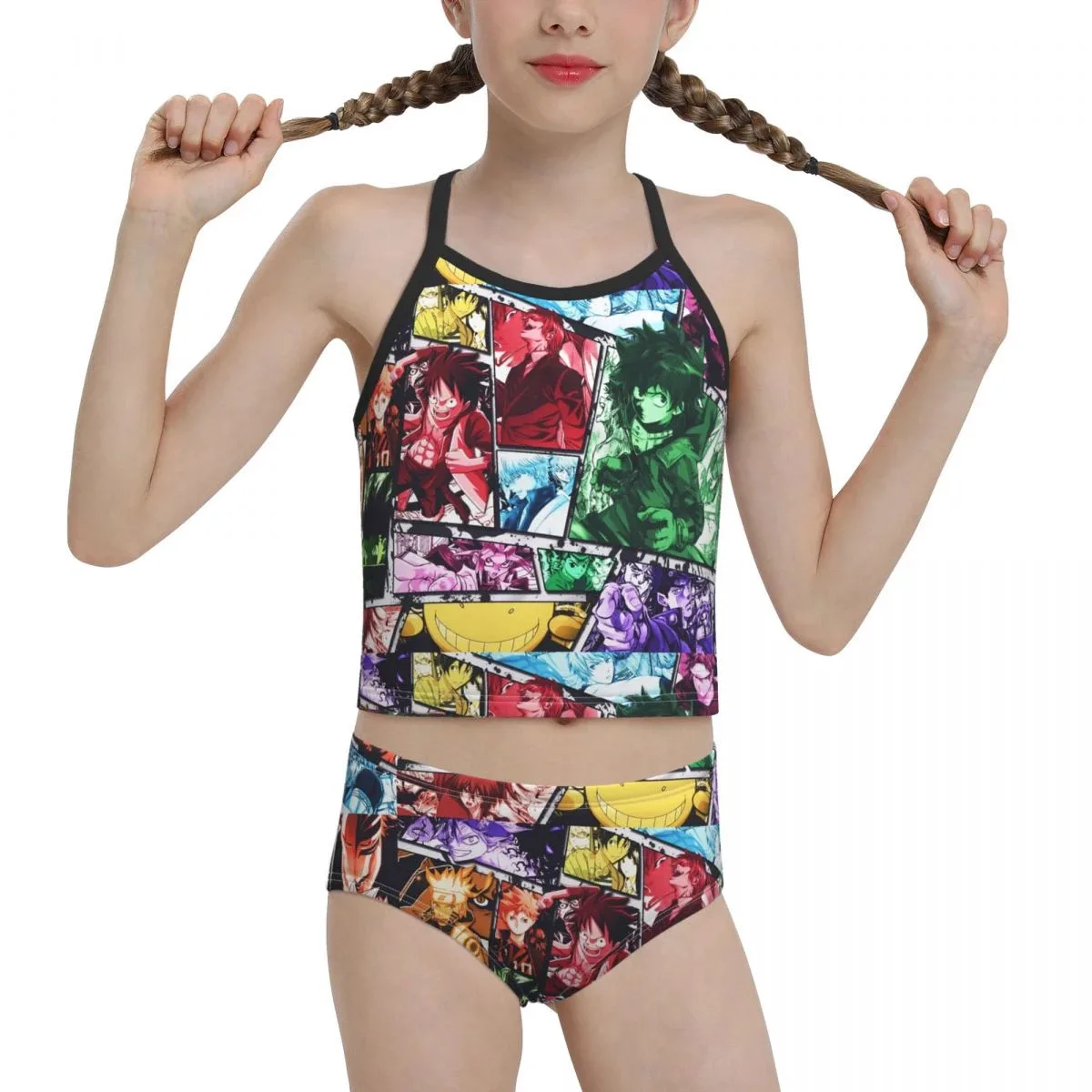 2021 Japanese Anime R374 Swimwear for junior high school Girls Print Manga Biquini Wholesale Brand for Children Girl cute bikini sets Bikini Sets
